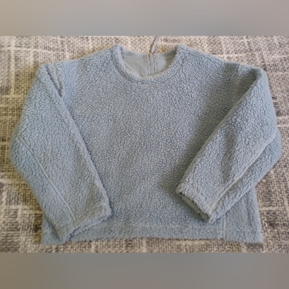 Lululemon Wool Whenever Crew Neck Pullover Blue Wool Sherpa Fleece Sz 10 - Picture 5 of 10